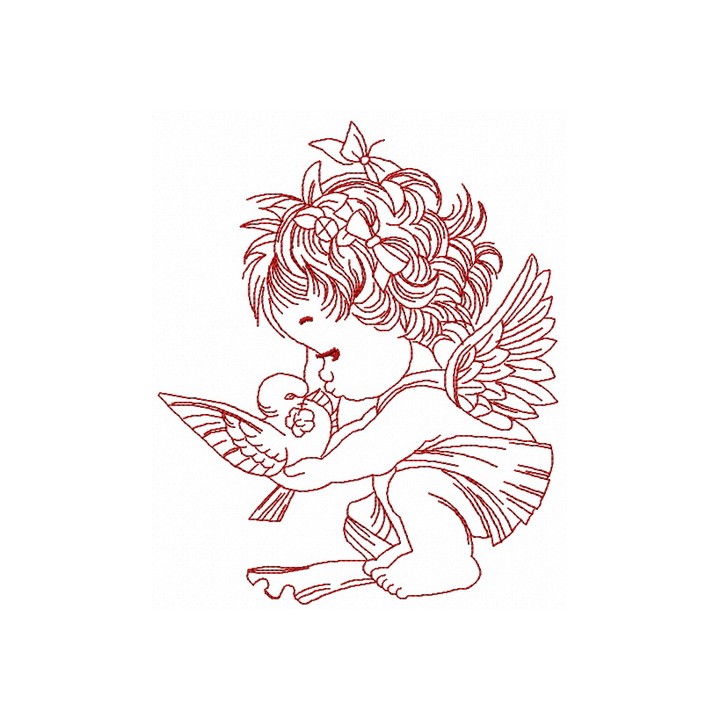 Angel with pigeon 2 embroidery design - Embroidery Design