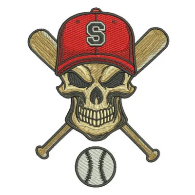Immortal baseball player embroidery design showcasing a dynamic player in action, ideal for sports apparel.