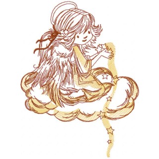 Angel with star dust 3 embroidery design - Embroidery Design