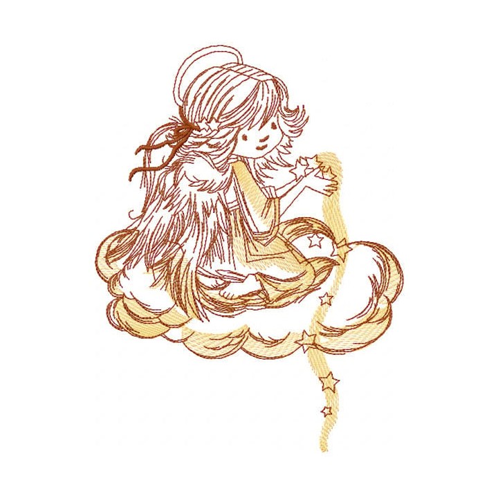 Angel with star dust 3 embroidery design - Embroidery Design