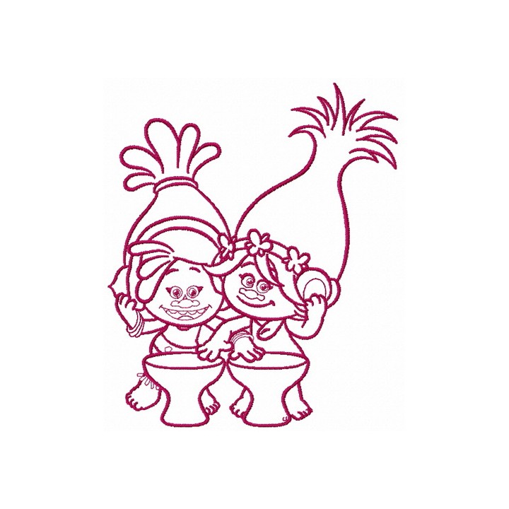 Princess Poppy and DJ Suki 2 embroidery design - Embroidery Design