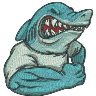 Angry shark embroidery design - Embroidery Design