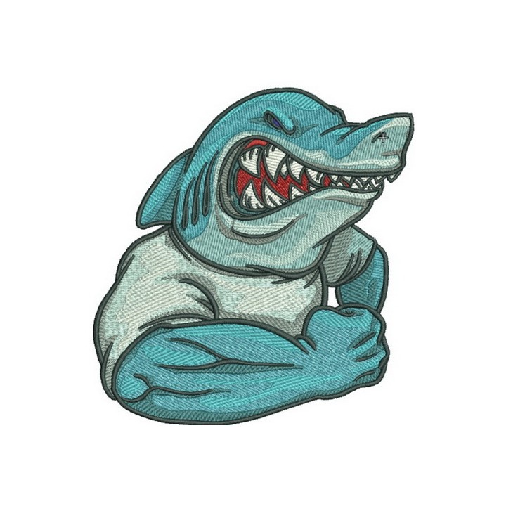 Angry shark embroidery design - Embroidery Design