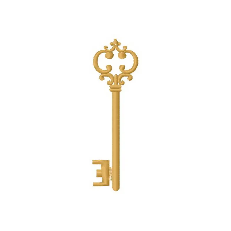 Golden key 10 embroidery design featuring a detailed key motif, ideal for creative stitching projects.