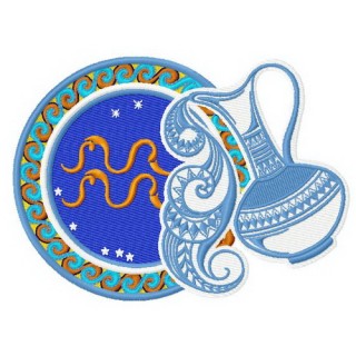 Zodiac sign Aquarius 2 embroidery design - Embroidery Design