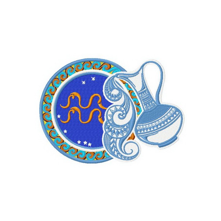 Zodiac sign Aquarius 2 embroidery design - Embroidery Design