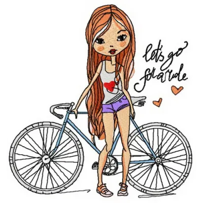 Let's go for a ride embroidery design showcasing a vibrant vacation-themed stitching pattern ideal for travel enthusiasts.