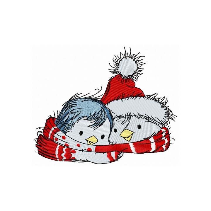 Penguin's Christmas time 3 embroidery design - Embroidery Design