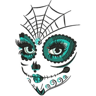Skull makeup embroidery design - Embroidery Design