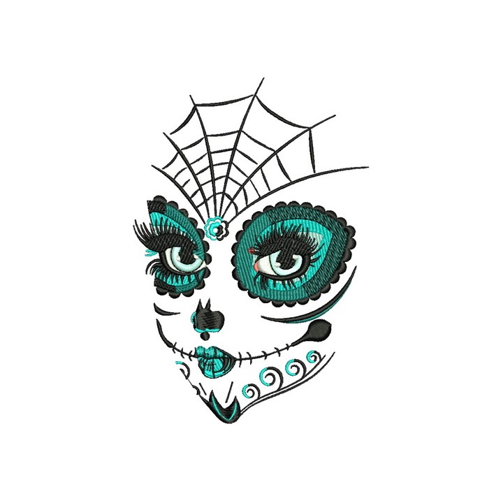 Skull makeup embroidery design - Embroidery Design