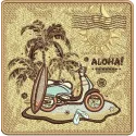 Aloha embroidery design showcasing vibrant tropical elements, ideal for enhancing t-shirts and tote bags.