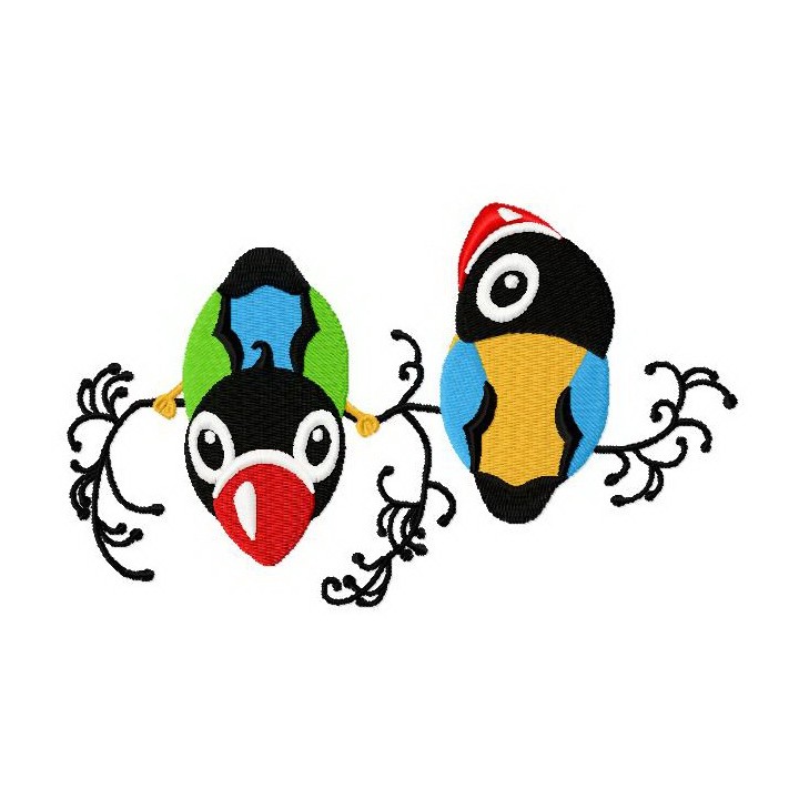 Nosy birds embroidery design - Embroidery Design