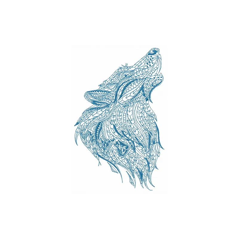 Mosaic wolf 5 embroidery design showcasing a stylized wolf pattern, ideal for t-shirts and hoodies.