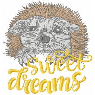 Hedgehog sweet dreams embroidery design - Embroidery Design