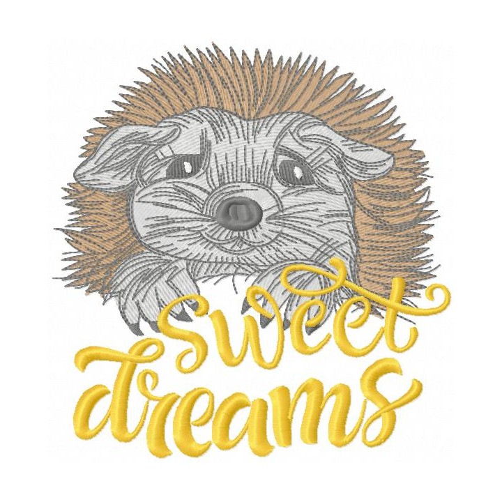 Hedgehog sweet dreams embroidery design - Embroidery Design