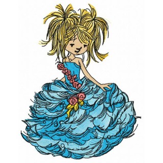 Girl in a luxurious dress 2 embroidery design - Embroidery Design