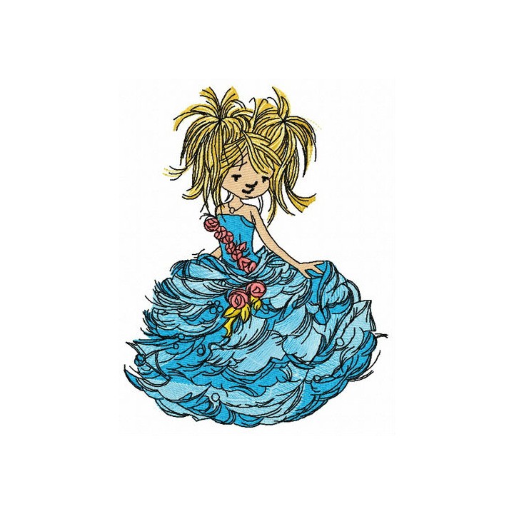 Girl in a luxurious dress 2 embroidery design - Embroidery Design