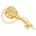 Vintage key 2 embroidery design showcasing intricate details, ideal for embellishing bags and apparel.