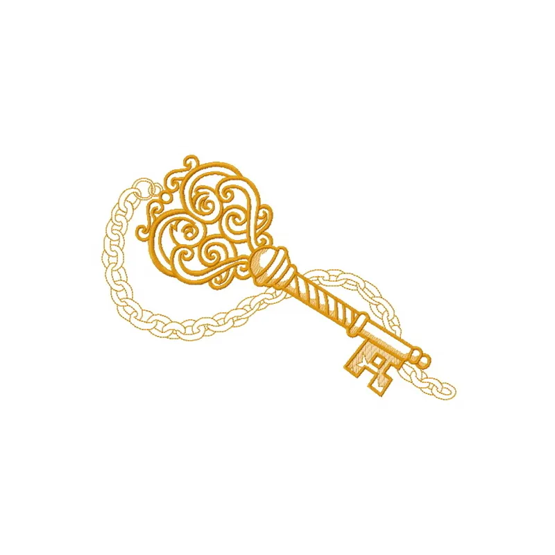 Vintage key 2 embroidery design showcasing intricate details, ideal for embellishing bags and apparel.