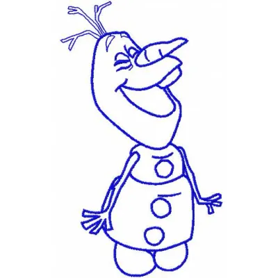 Happy Olaf 7 embroidery design featuring a cheerful snowman from Frozen, ideal for children's apparel and accessories.