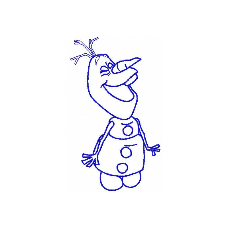 Happy Olaf 7 embroidery design featuring a cheerful snowman from Frozen, ideal for children's apparel and accessories.