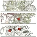 Floral bookmark embroidery design featuring delicate flowers and butterflies, ideal for stitching on fabric.