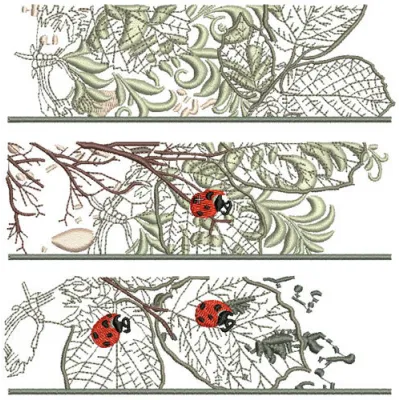 Floral bookmark embroidery design featuring delicate flowers and butterflies, ideal for stitching on fabric.