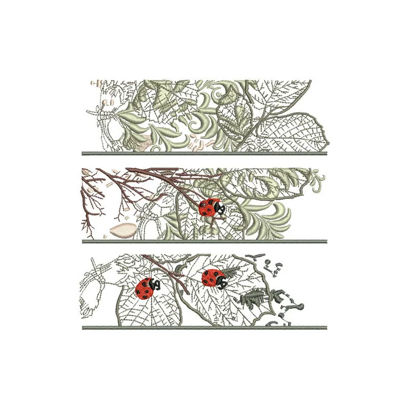 Floral bookmark embroidery design featuring delicate flowers and butterflies, ideal for stitching on fabric.