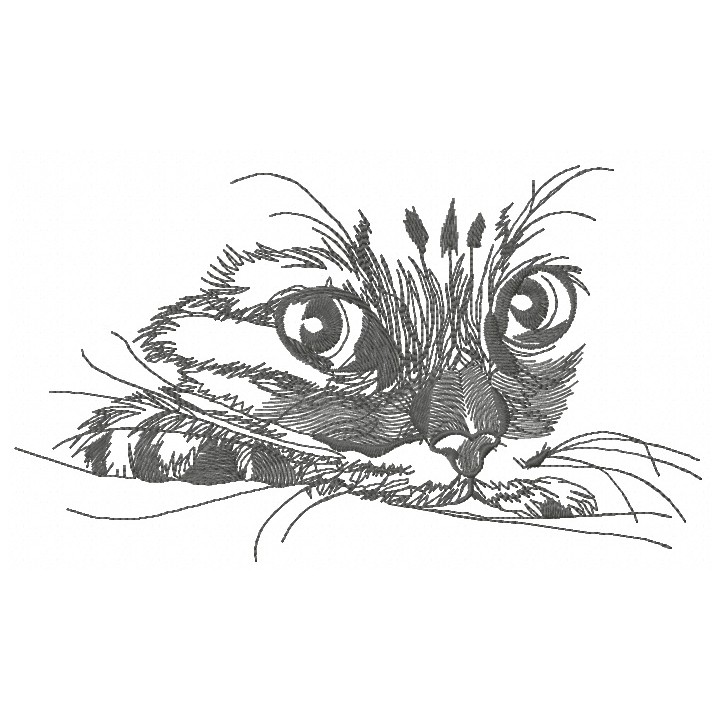 Curious cat muzzle embroidery design - Embroidery Design