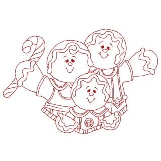 Gingerbread family 4 embroidery design - Embroidery Design