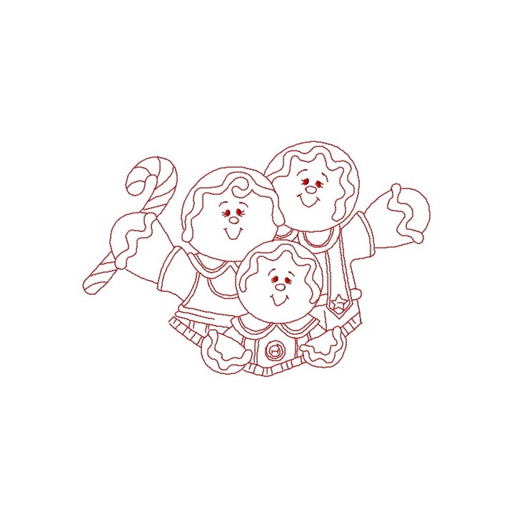 Gingerbread family 4 embroidery design - Embroidery Design