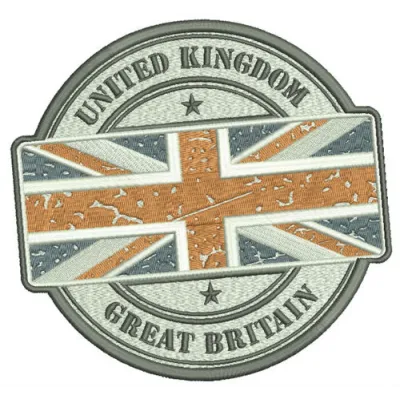 Union Jack embroidery design showcasing a vibrant stitched motif of the iconic British flag.