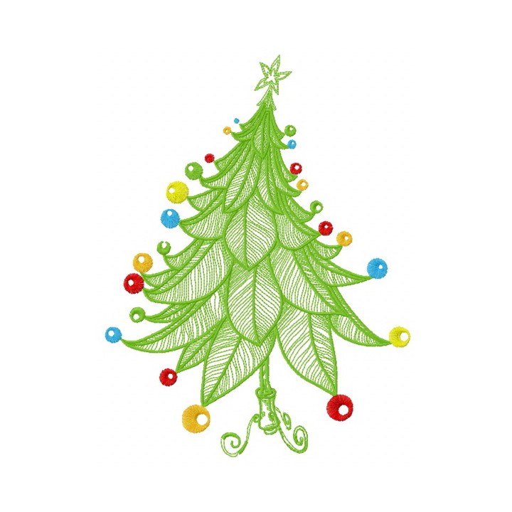 Funny Christmas tree embroidery design - Embroidery Design