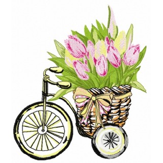 Basket with tulips 2 embroidery design - Embroidery Design