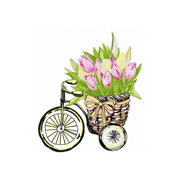 Basket with tulips 2 embroidery design - Embroidery Design
