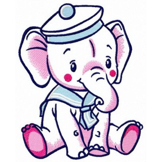 Elephant sailor embroidery design - Embroidery Design