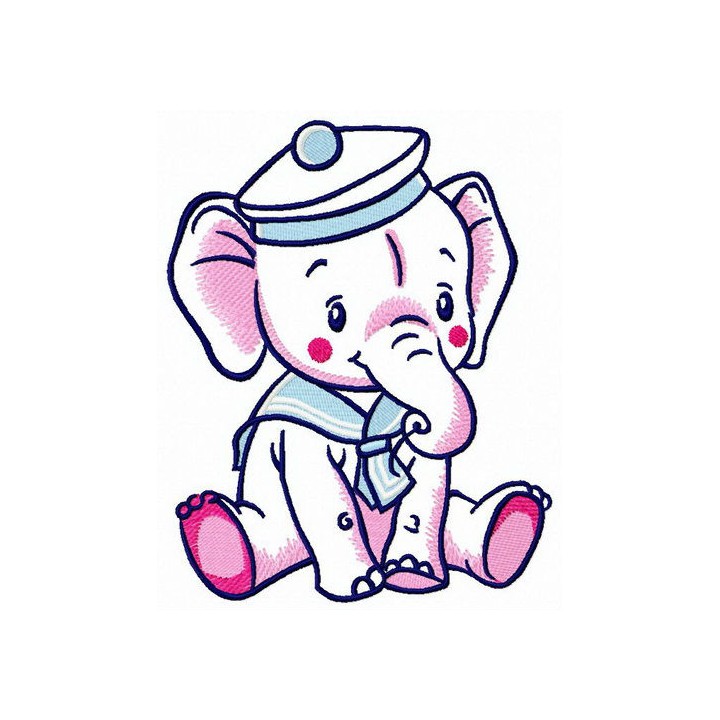 Elephant sailor embroidery design - Embroidery Design