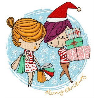 Christmas shopping embroidery design - Embroidery Design