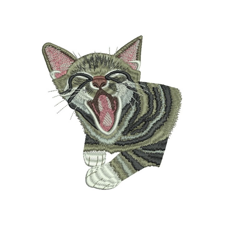 Yawning cat embroidery design - Embroidery Design