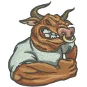 Angry bull embroidery design featuring bold lines and dynamic details, perfect for farm-themed projects.
