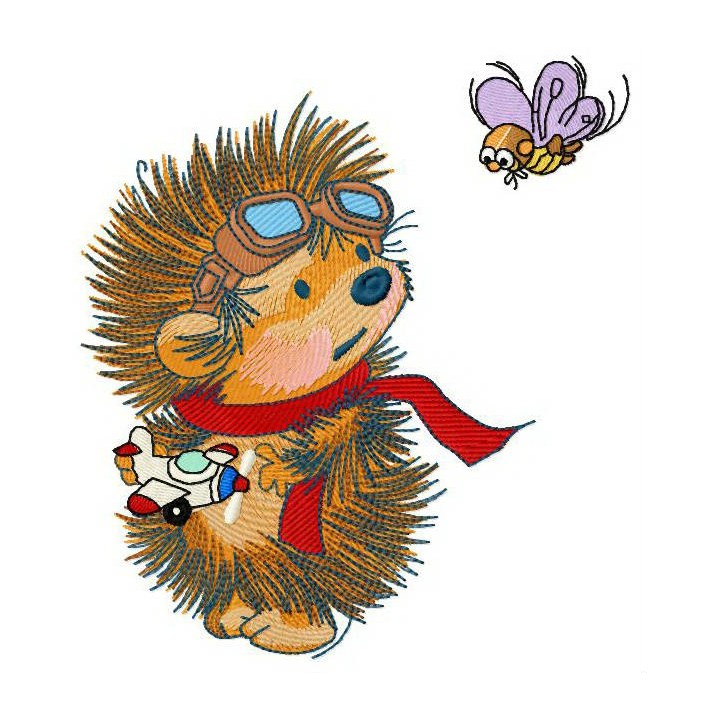 Hedgehog pilot embroidery design - Embroidery Design