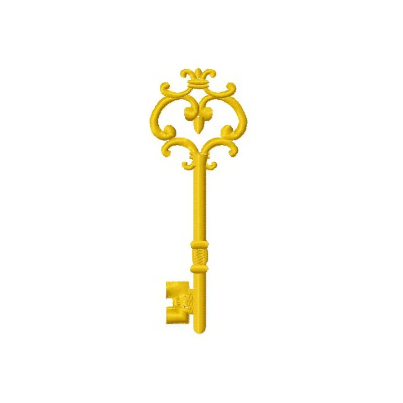 Golden key 9 embroidery design showcasing intricate details, ideal for embellishing home decor or apparel.