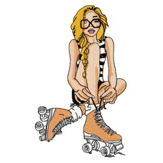 Cute roller skater embroidery design - Embroidery Design