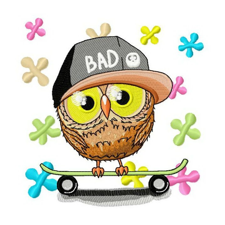 Bad owl embroidery design - Embroidery Design