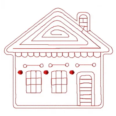 Preview of the Gingerbread House 5 embroidery design showcasing a festive gingerbread house pattern for stitching.