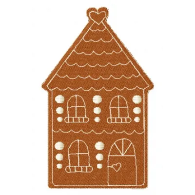 Preview of Gingerbread House 8 embroidery design featuring a festive gingerbread house motif.