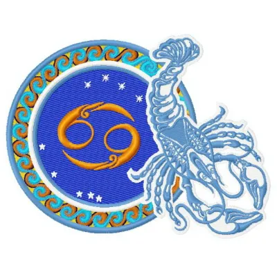 Zodiac sign Cancer 2 embroidery design showcasing the intricate stitching pattern for creative projects.