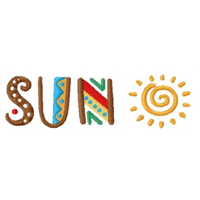Preview of the Sun 7 embroidery design from the Legends of South Pacific collection, showcasing vibrant sun motifs.