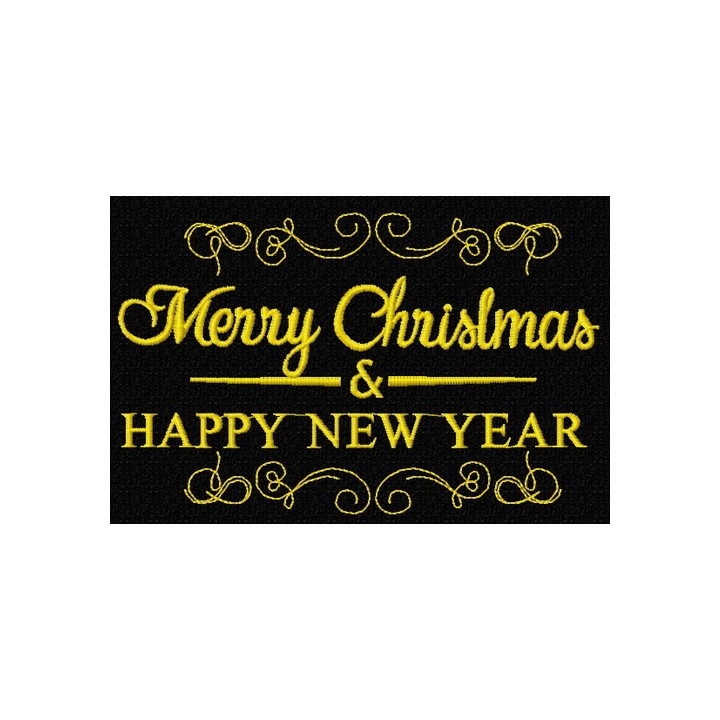 Merry Christmas and Happy New Year embroidery design - Embroidery Design