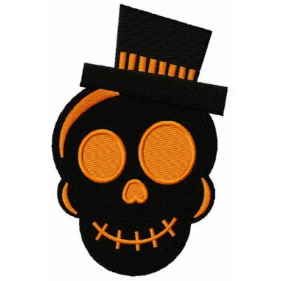 Gentleman skull embroidery design showcasing a stylish skull motif, perfect for unique apparel and accessories.